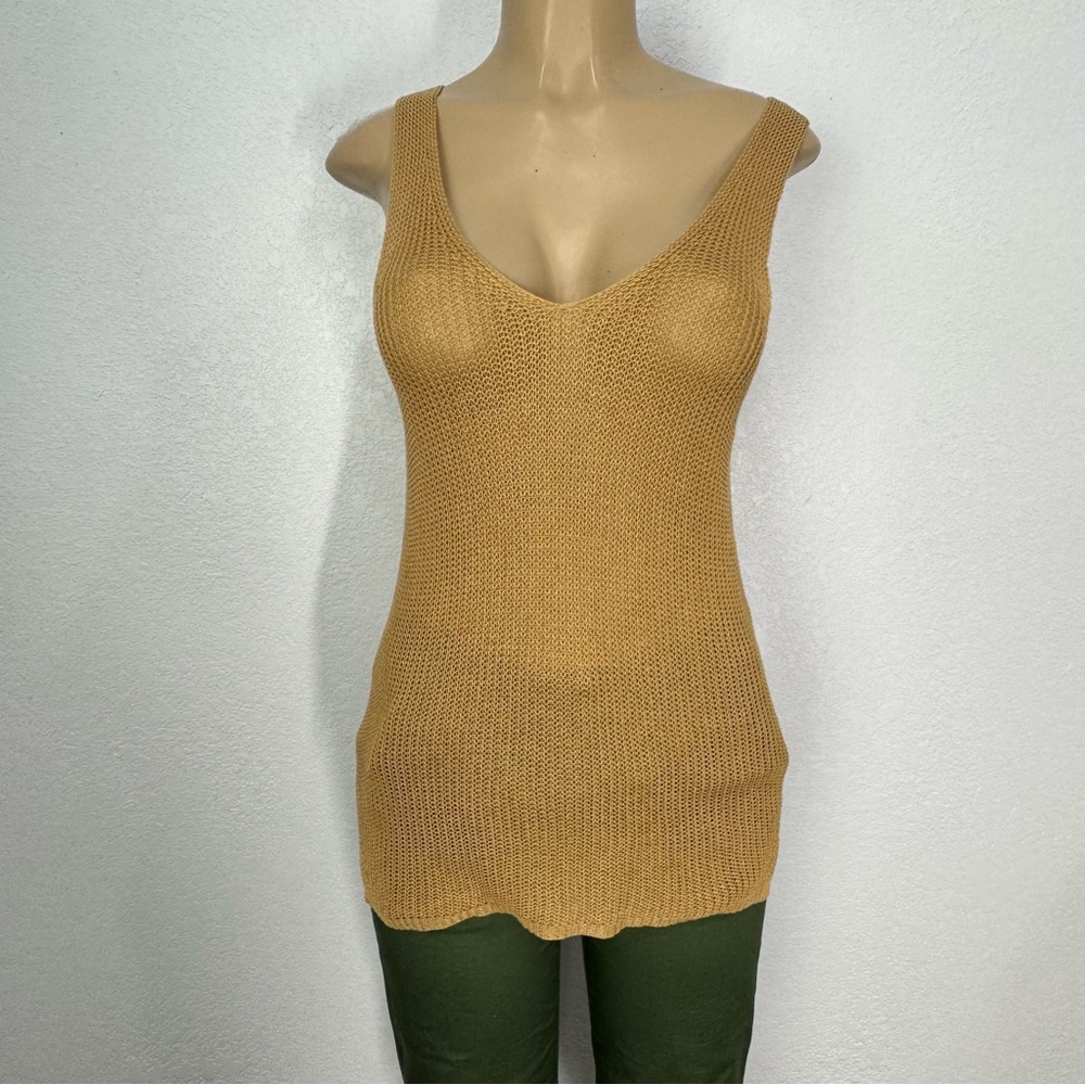 Mittoshop beige knit tunic tank beach cover up  juniors L Tan Knit Sleeveles Top